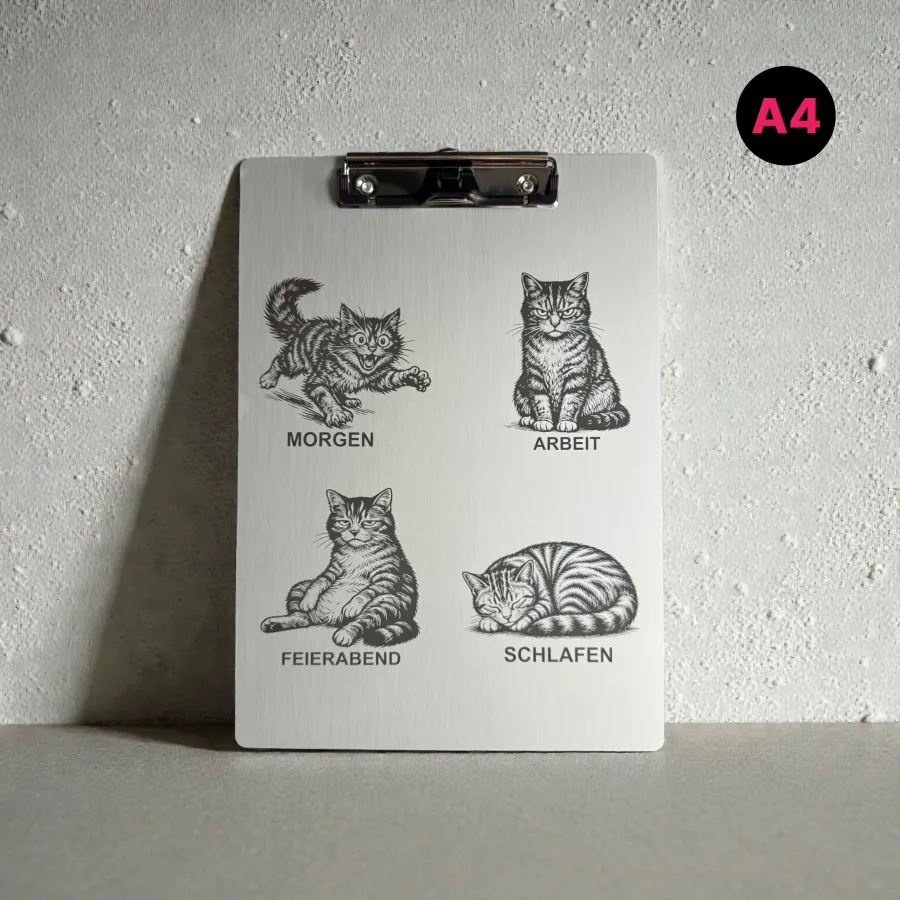 Aluminium-Klemmbrett A4/A5/A6 „Katzen Tagesablauf“