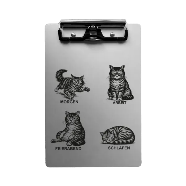 Aluminium-Klemmbrett A4/A5/A6 „Katzen Tagesablauf“