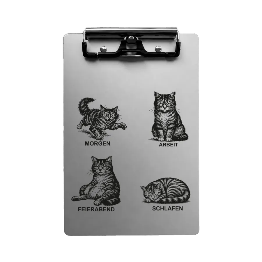 Aluminium-Klemmbrett A4/A5/A6 „Katzen Tagesablauf“