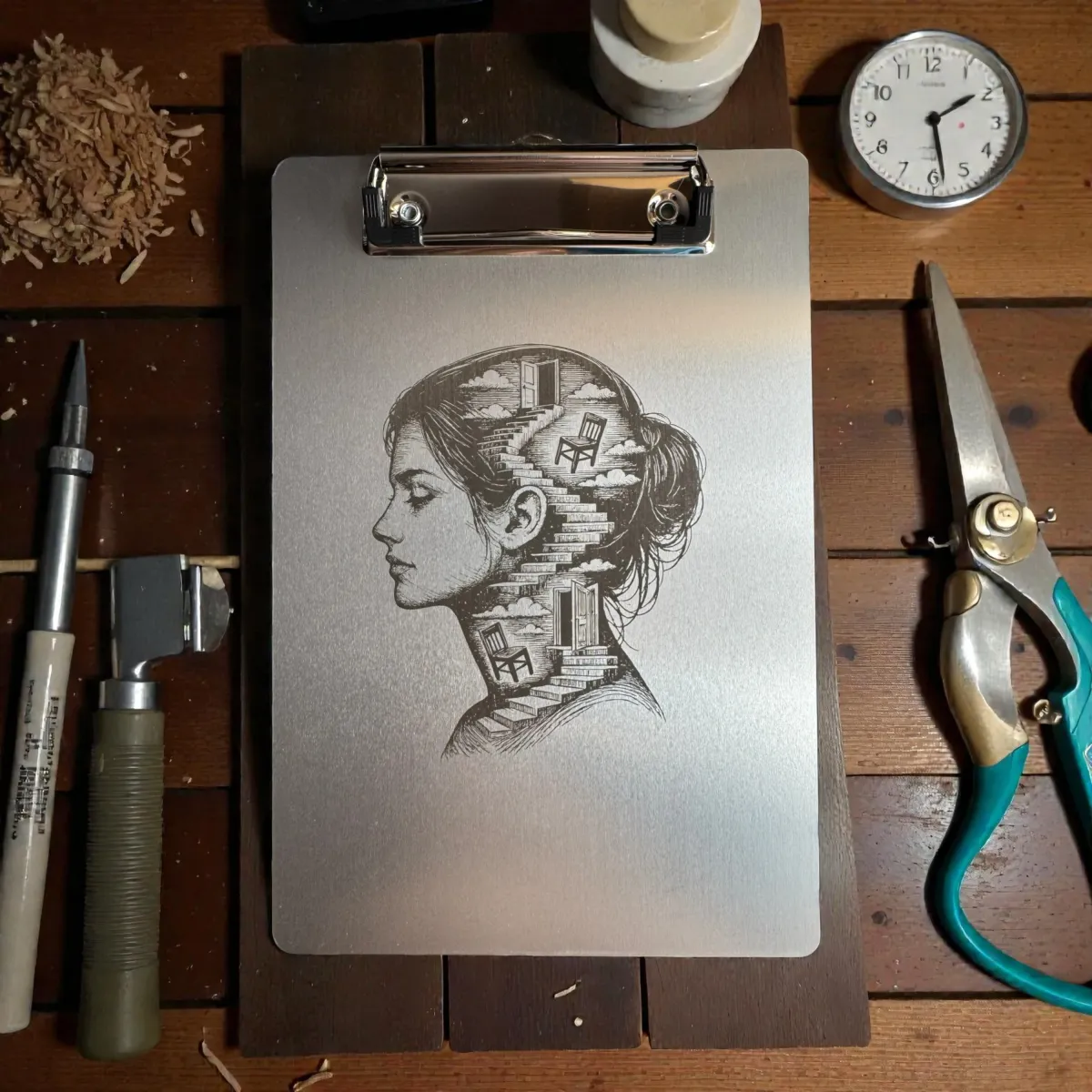 Aluminium-Klemmbrett A5 "Inner Rooms"