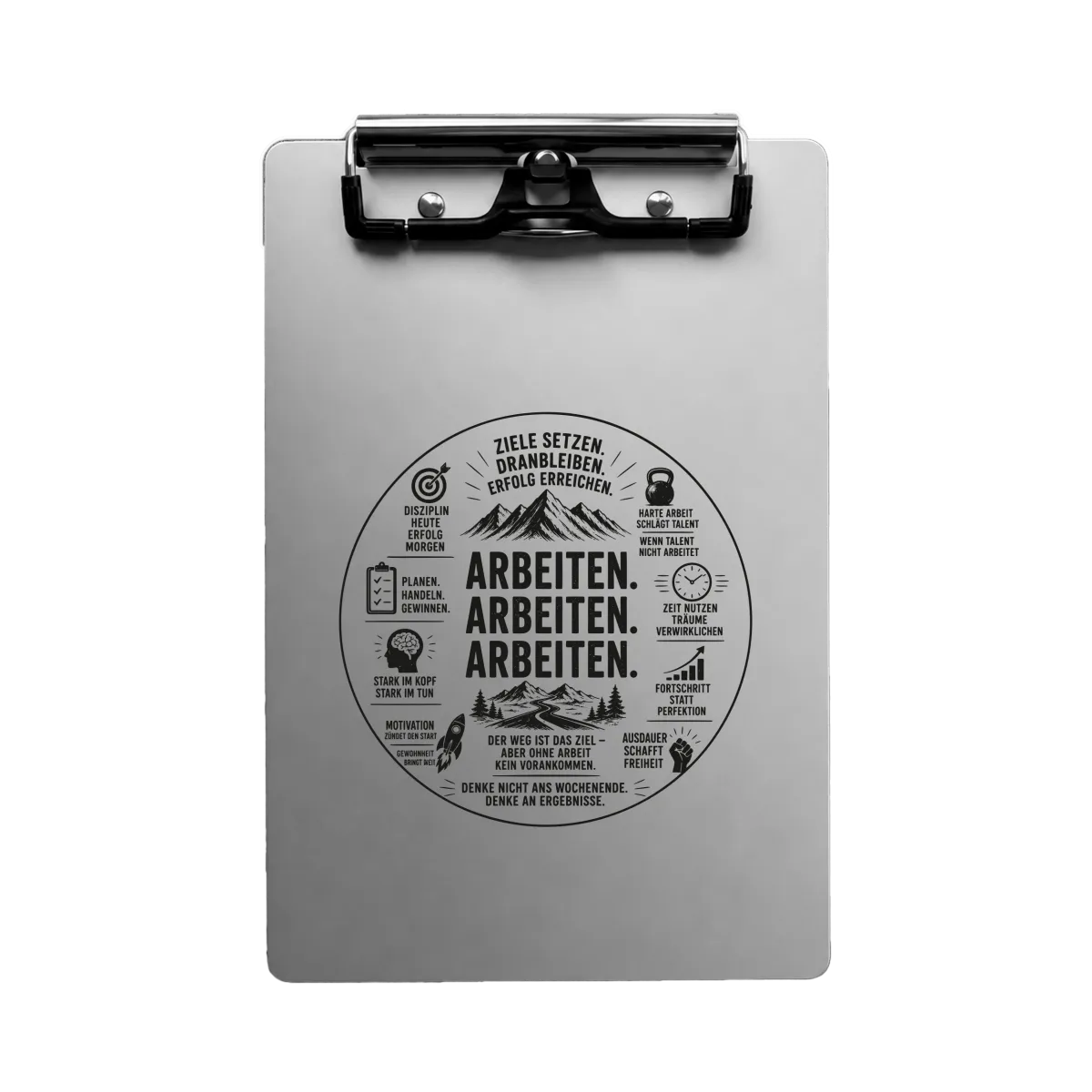 Aluminium Klemmbrett – Arbeiten Arbeiten Arbeiten – A4 A5 A6