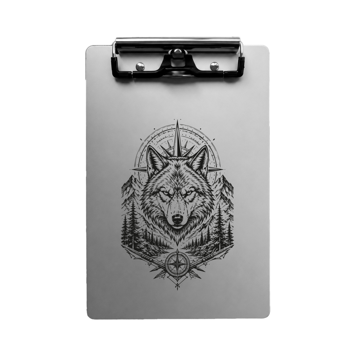 Aluminium Klemmbrett – Wolf Motiv – A4 A5 A6