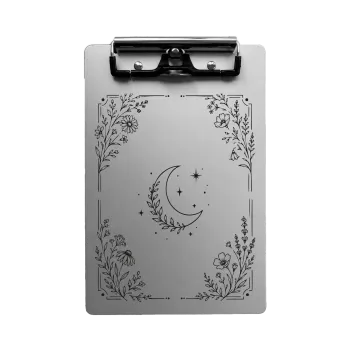 Aluminium Klemmbrett – Mond & Blumen Motiv – A4 A5 A6