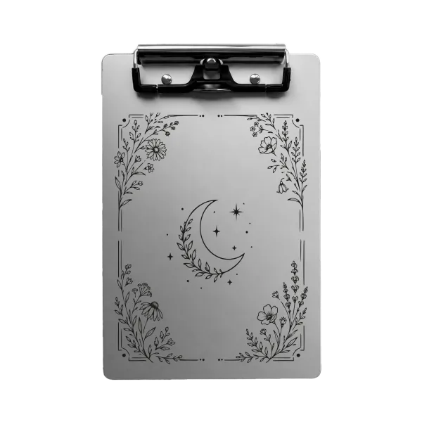 Aluminium-Klemmbrett A4/A5/A6 „Mond & Blumen“