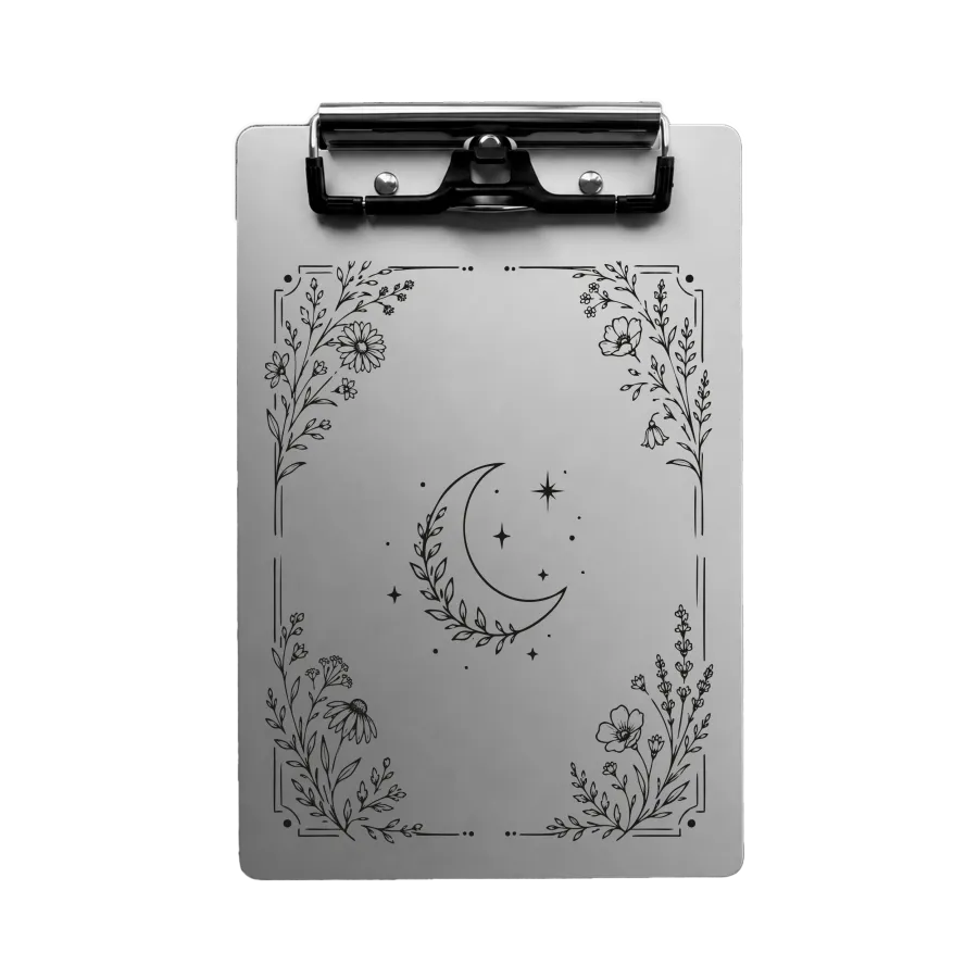 Aluminium-Klemmbrett A4/A5/A6 „Mond & Blumen“
