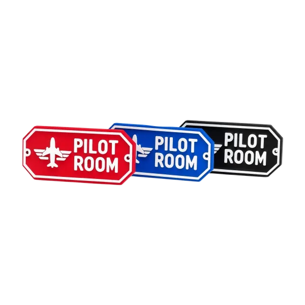 3D-Kunststoffschild "Pilot Room" – dekoratives Piloten-Schild