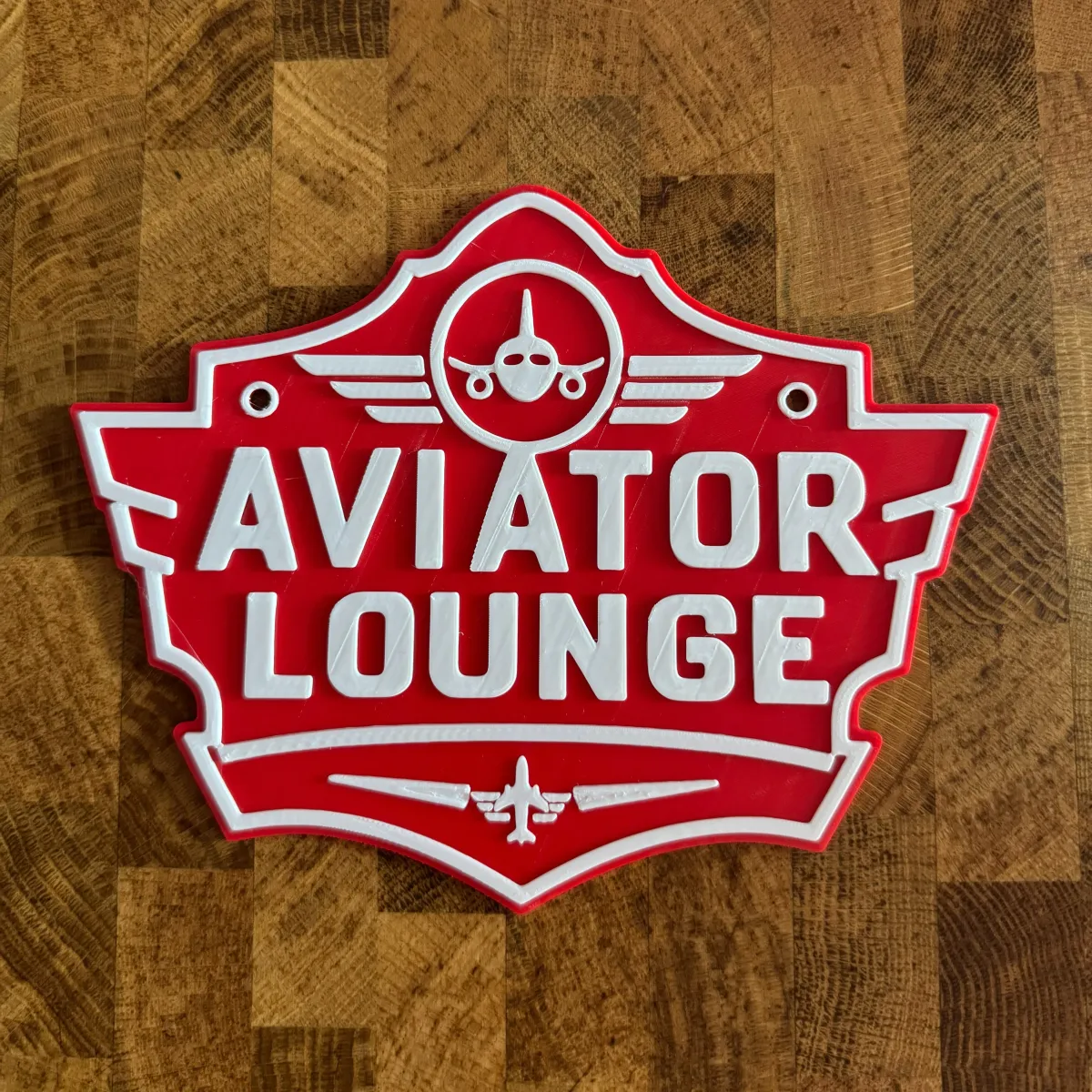 3D plastová cedule "Aviator Lounge" – dekorativní cedule pro piloty