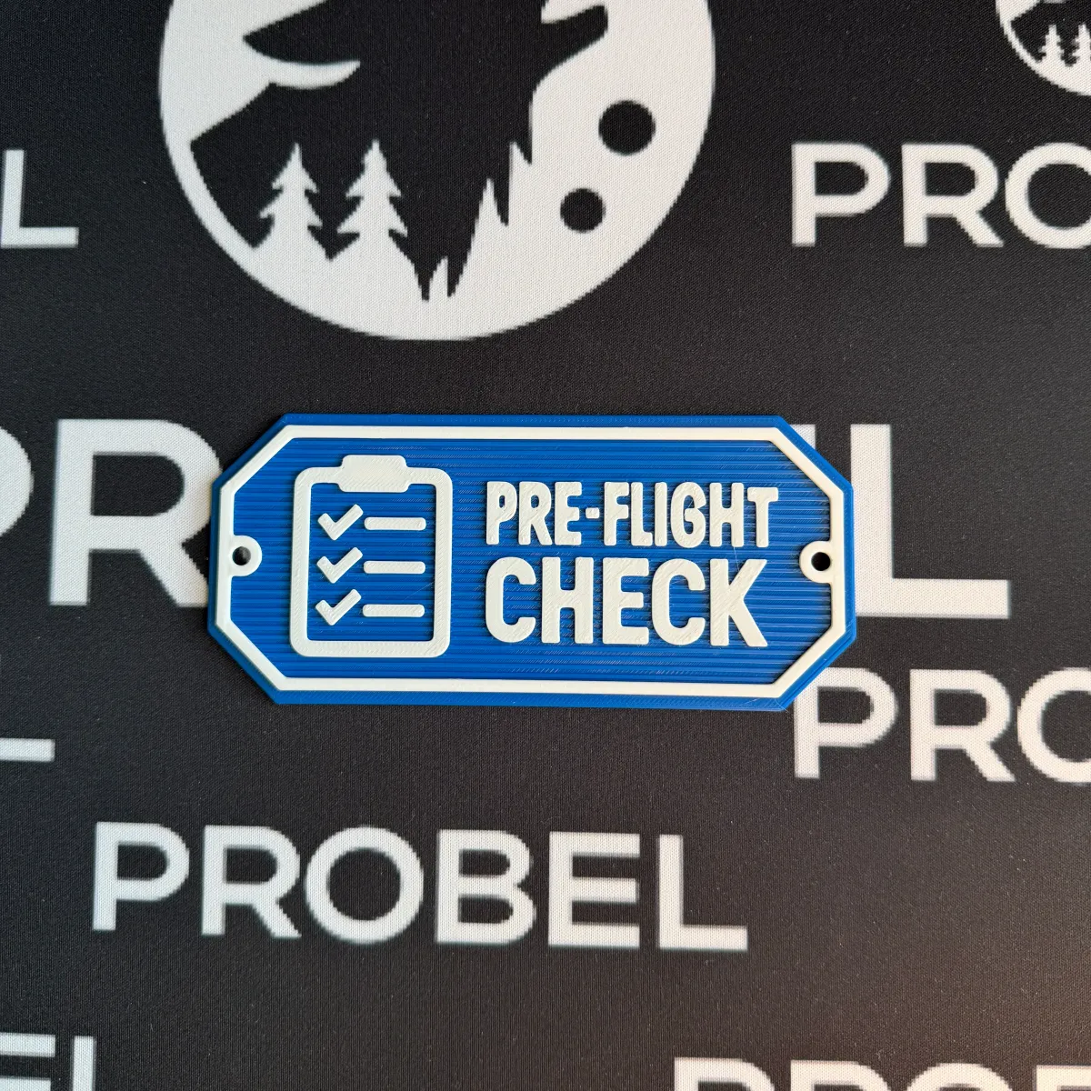 3D-Kunststoffschild "Pre-Flight Check" – geriffelte Oberfläche