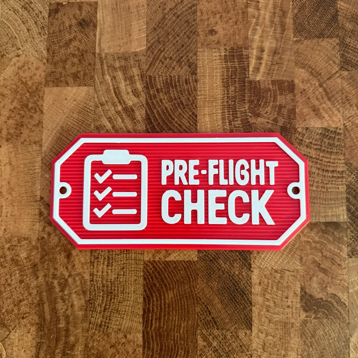 3D-Kunststoffschild "Pre-Flight Check" – geriffelte Oberfläche