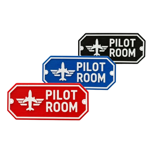 3D-Kunststoffschild "Pilot Room" – geriffelte Oberfläche