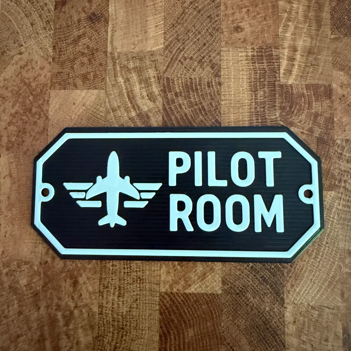 3D-Kunststoffschild "Pilot Room" – geriffelte Oberfläche