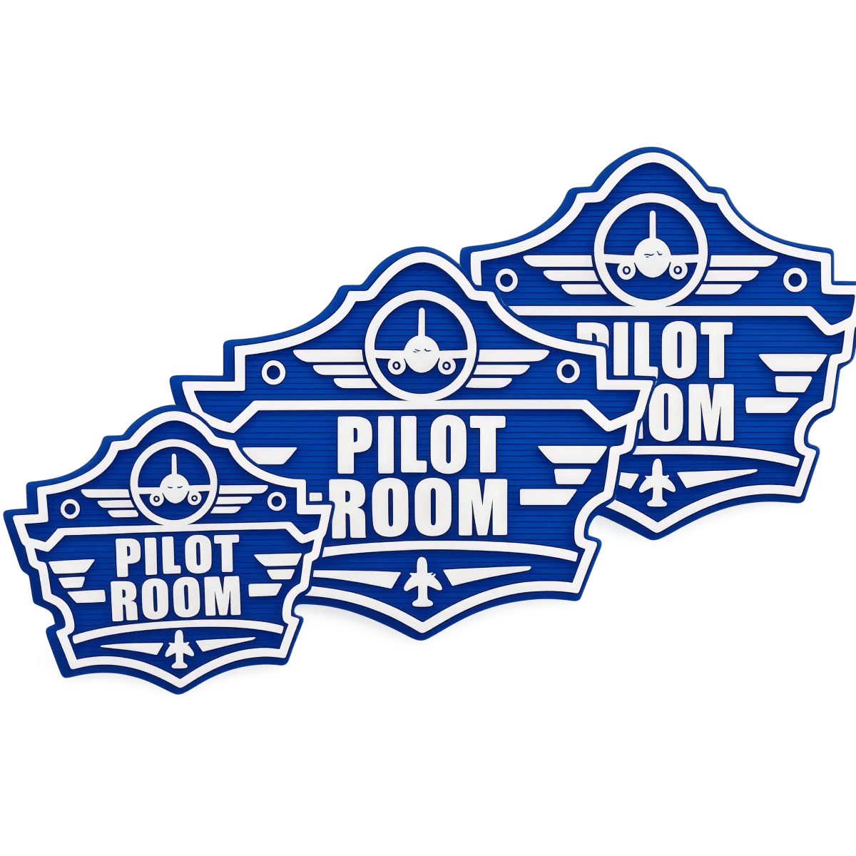 3D-Kunststoffschild „Pilot Room Badge“ Blau – geriffelte Oberfläche