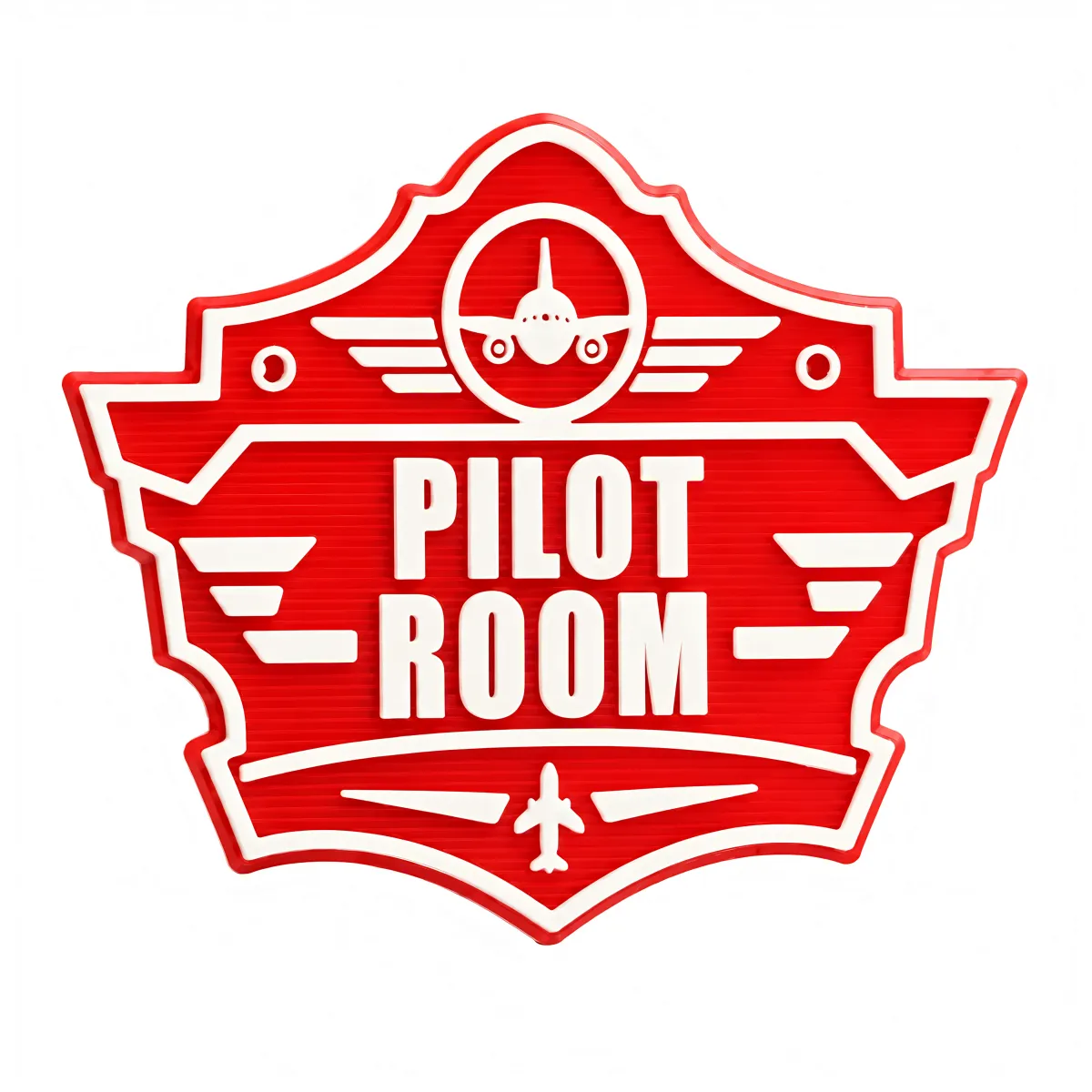 3D-Kunststoffschild „Pilot Room Badge“ Rot – geriffelte Oberfläche