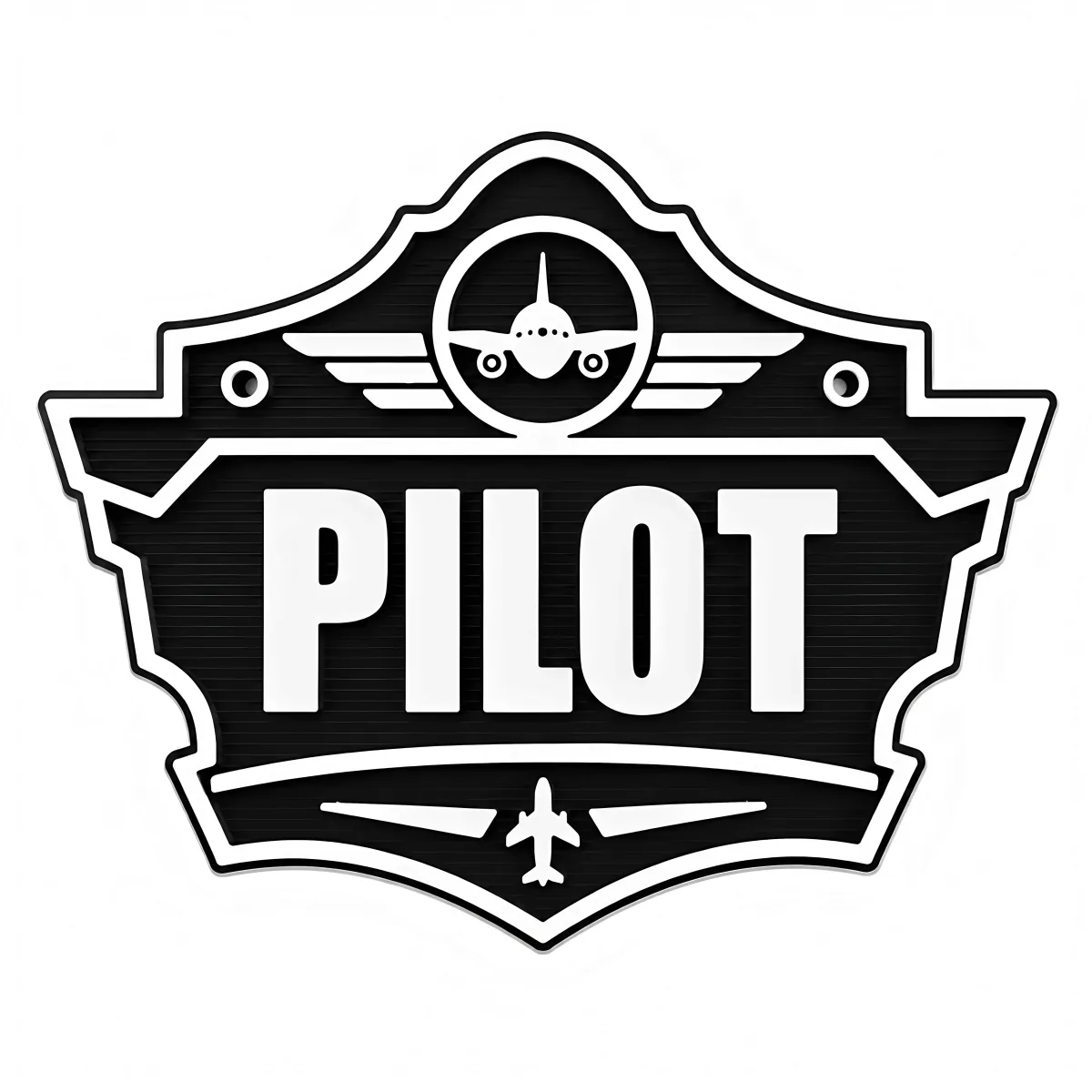 3D-Kunststoffschild „Pilot“ Schwarz – geriffelte Oberfläche