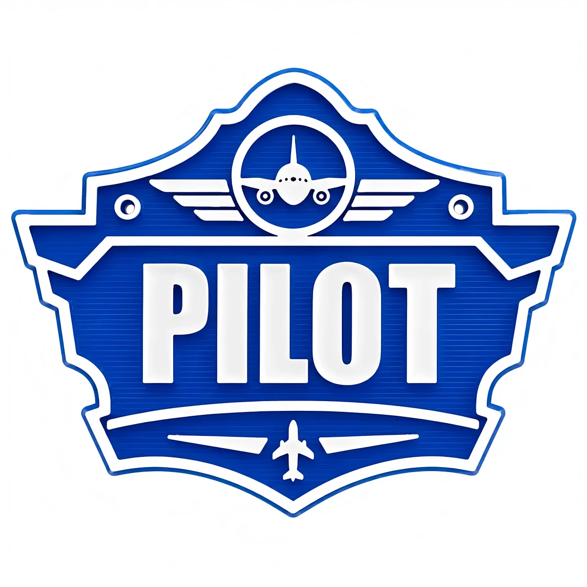 3D-Kunststoffschild „Pilot“ Blau – geriffelte Oberfläche