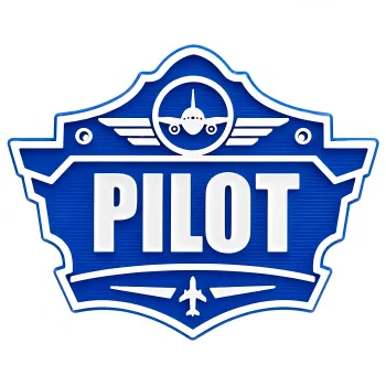 3D-Kunststoffschild „Pilot“ Blau – geriffelte Oberfläche