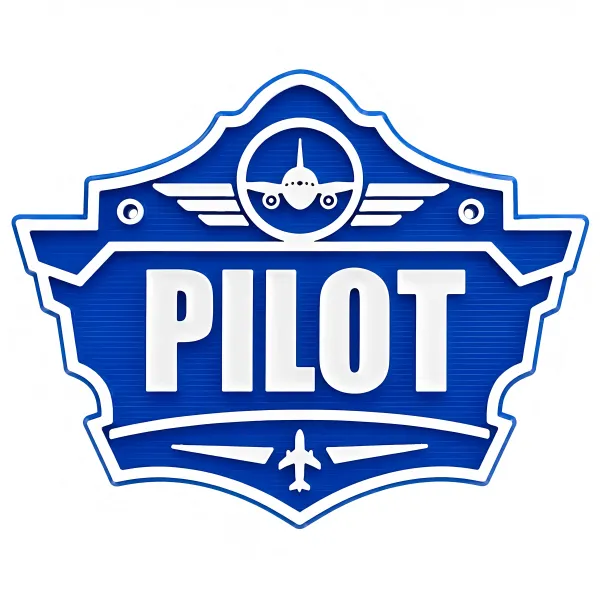 3D-Kunststoffschild „Pilot“ Blau – geriffelte Oberfläche