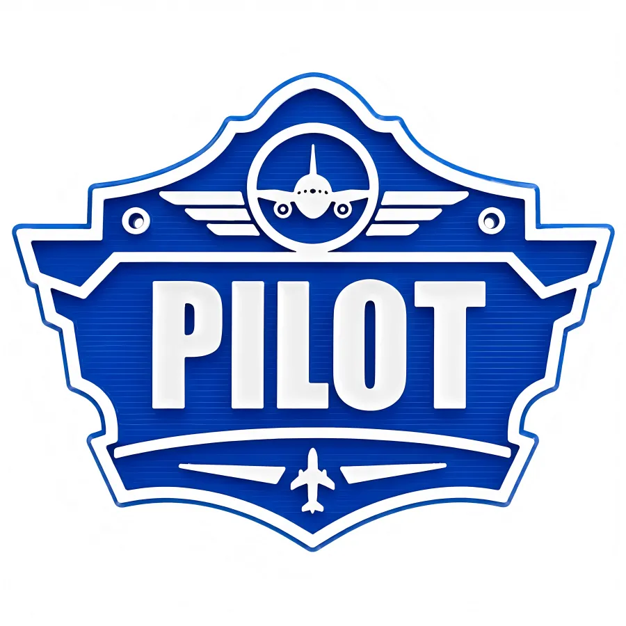 3D-Kunststoffschild „Pilot“ Blau – geriffelte Oberfläche