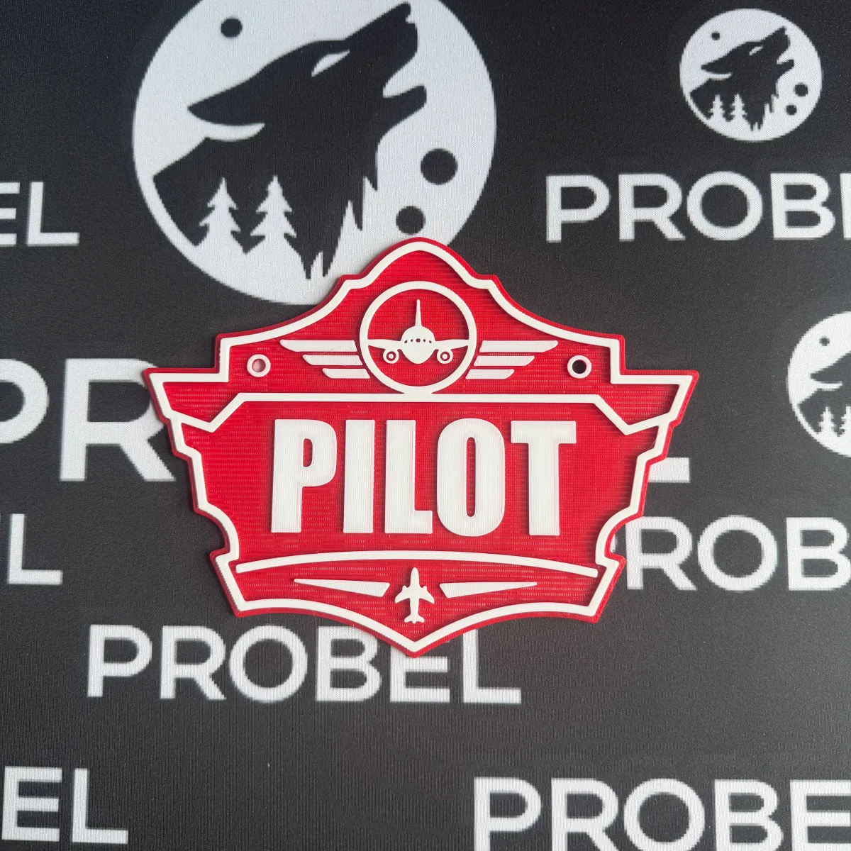 3D-Kunststoffschild „Pilot“ Rot – geriffelte Oberfläche