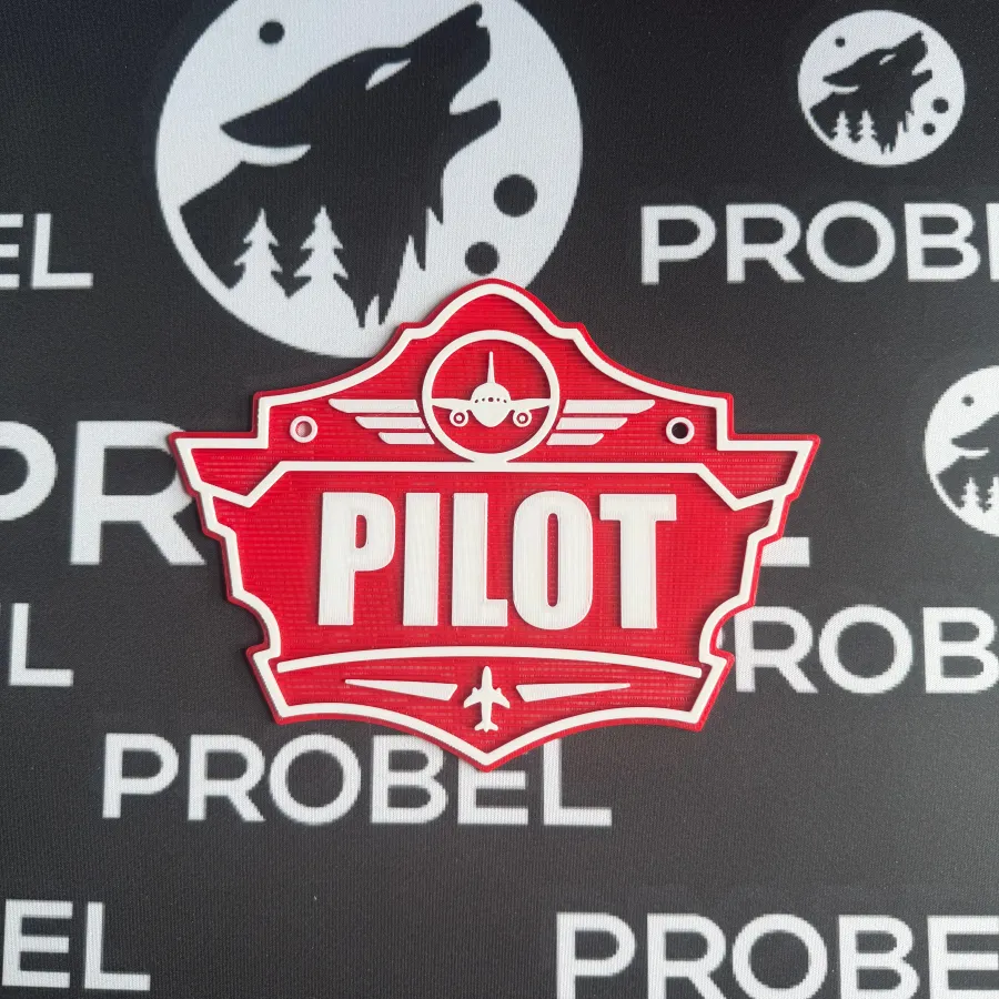 3D-Kunststoffschild „Pilot“ Rot – geriffelte Oberfläche