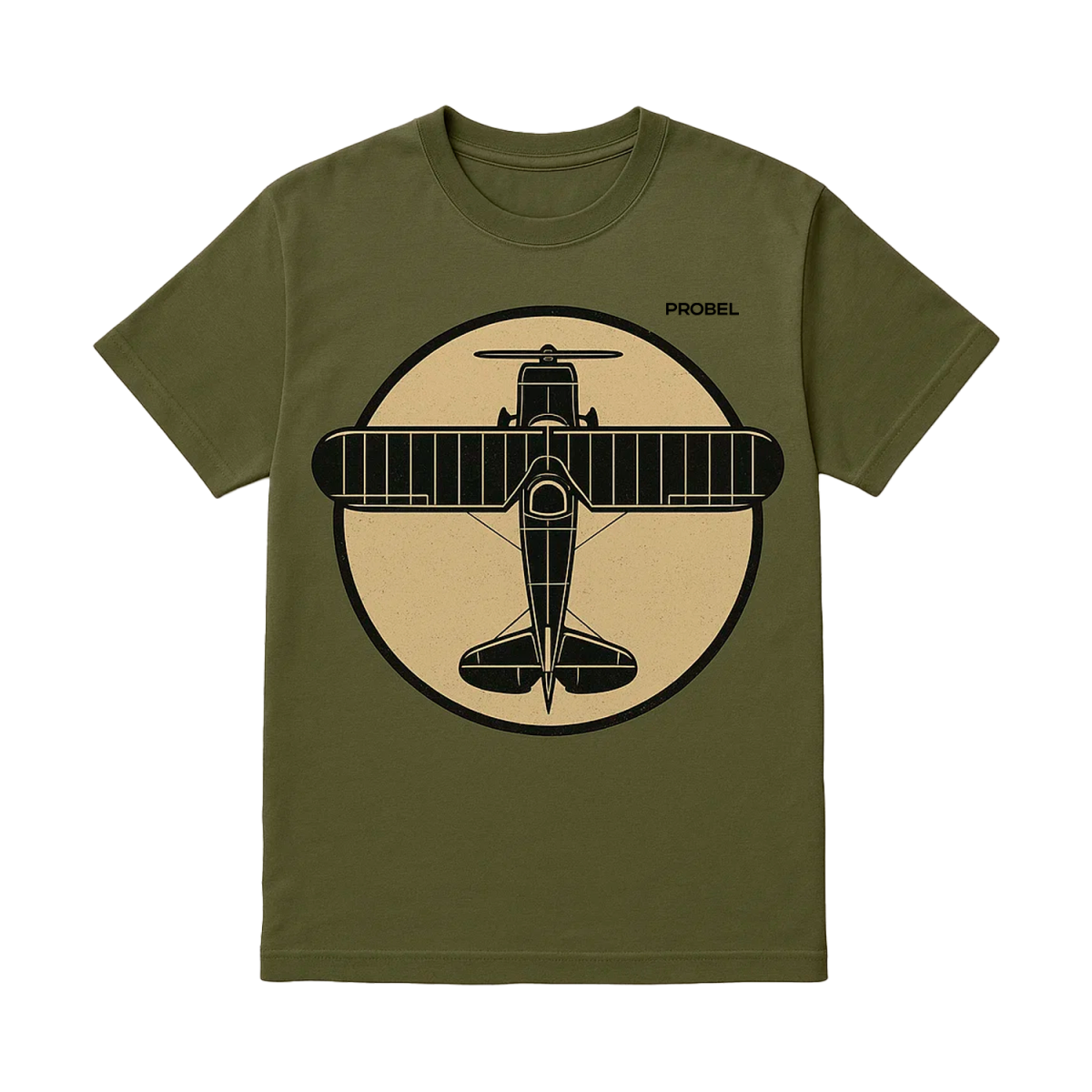 T-Shirt "Propellerflugzeug Vintage", oliv