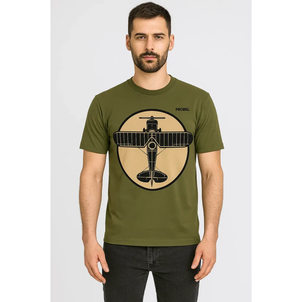 T-Shirt "Propellerflugzeug Vintage", oliv