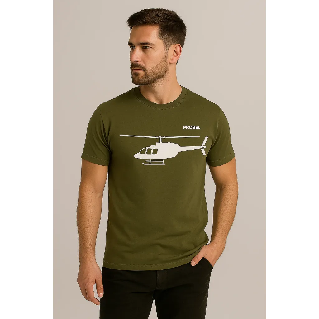 T-Shirt "Helicopter", Oliv