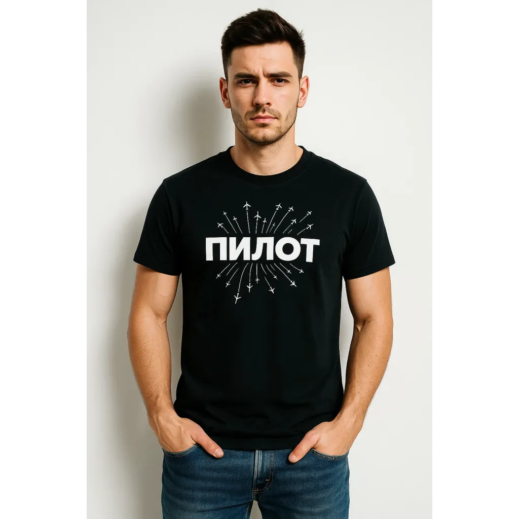 T-Shirt "Pilot", Schwarz (RUS)