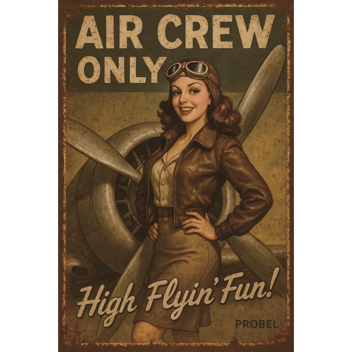 Metallschild "Air Crew Only" – Retro Aviation Design