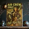 Metallschild "Air Crew Only" – Retro Aviation Design