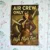 Metallschild "Air Crew Only" – Retro Aviation Design