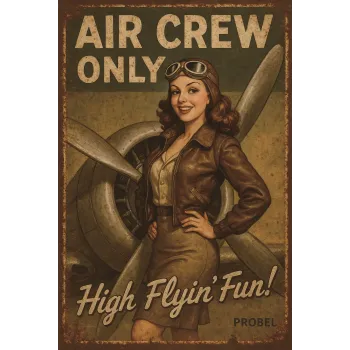 Metallschild "Air Crew Only" – Retro Aviation Design