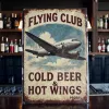 Metallschild "Flying Club – Cold Beer & Hot Wings"