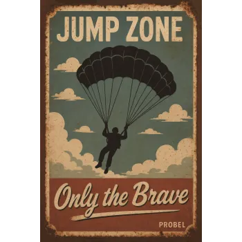 Metallschild "Jump Zone – Only the Brave"