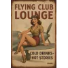 Metallschild "Flying Club Lounge – Cold Drinks – Hot Stories"