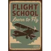 Kovová cedule "Flight School – Learn to Fly"
