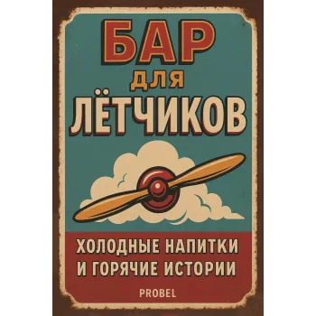 Metallschild "Бар для лётчиков – Холодные напитки и горячие истории" (RUS)