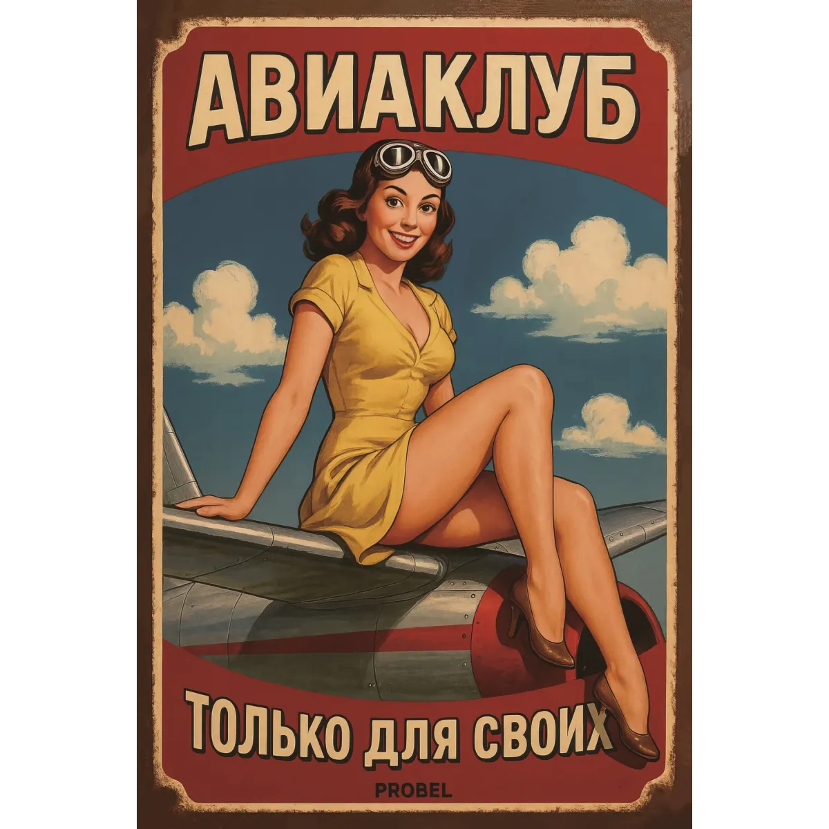 Tin Sign "Flying Club – Members Only (RUS)"