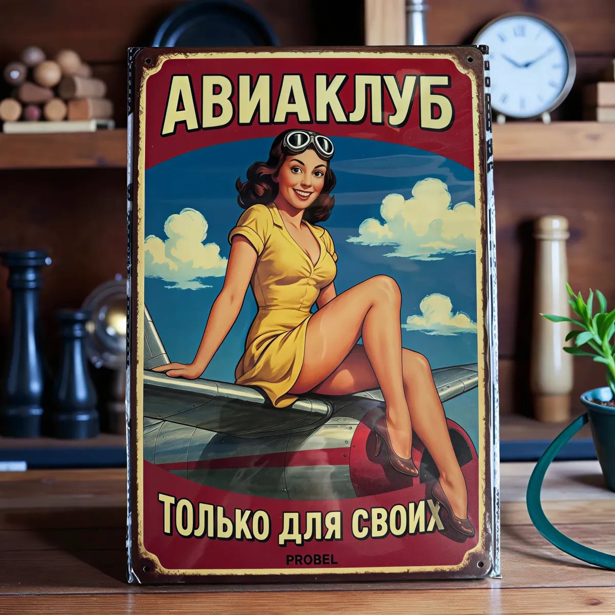 Tin Sign "Flying Club – Members Only (RUS)"