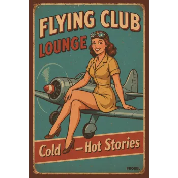 Metallschild "Flying Club Lounge – Cold – Hot Stories"