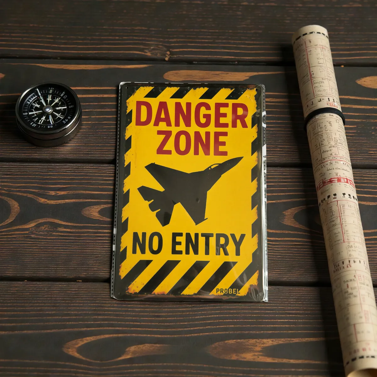 Metallschild Danger Zone – No Entry (Jet Silhouette)