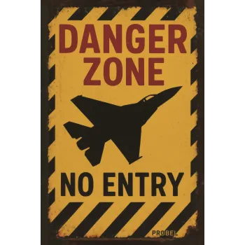 Metallschild Danger Zone – No Entry (Jet Silhouette)