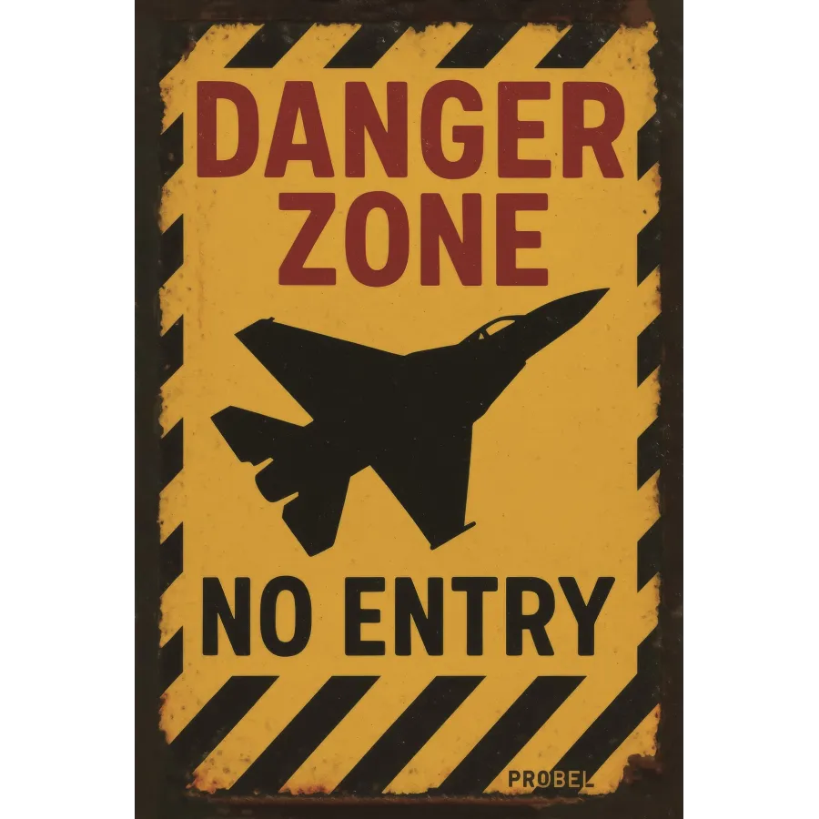 Metallschild Danger Zone – No Entry (Jet Silhouette)