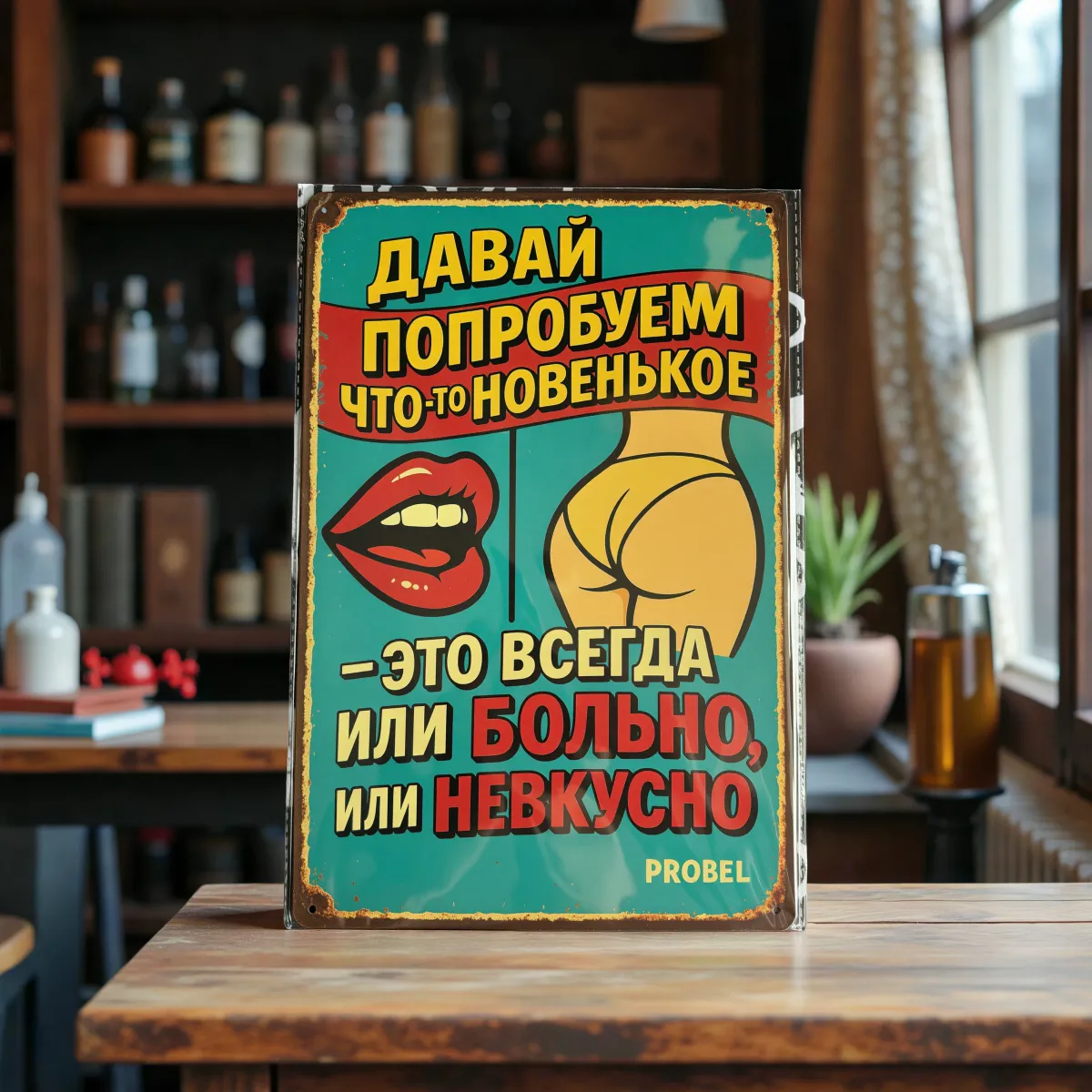 Tin Sign "Давай попробуем что-то новенькое" (RUS), 20×30 cm