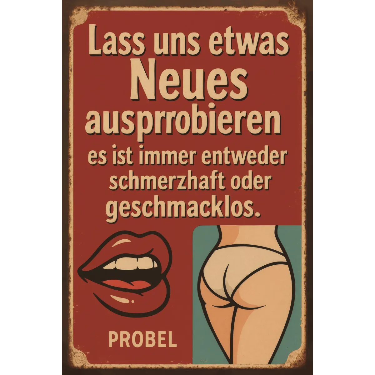 Metallschild "Lass uns etwas Neues ausprobieren", 20×30 cm