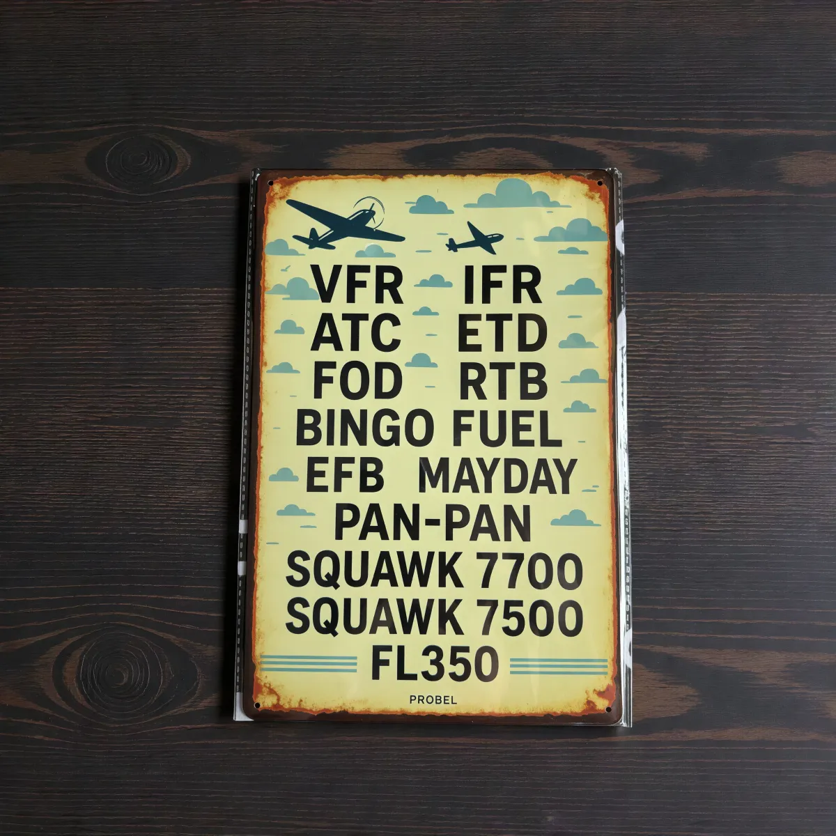 Metallschild "Aviation Abkürzungen", 20×30 cm