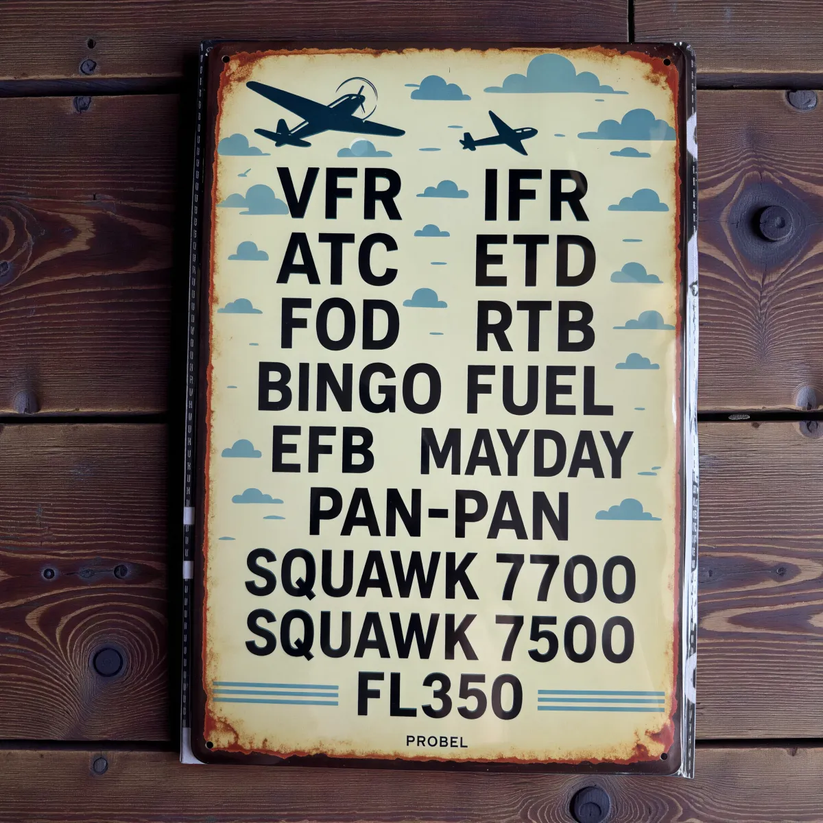 Metallschild "Aviation Abkürzungen", 20×30 cm