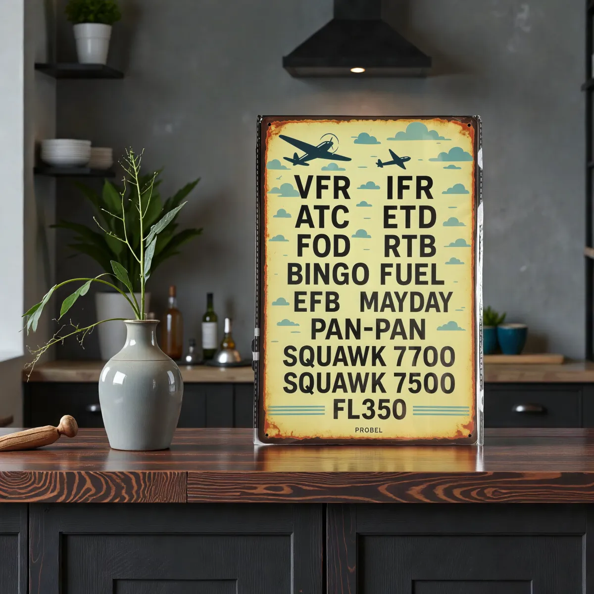 Metallschild "Aviation Abkürzungen", 20×30 cm