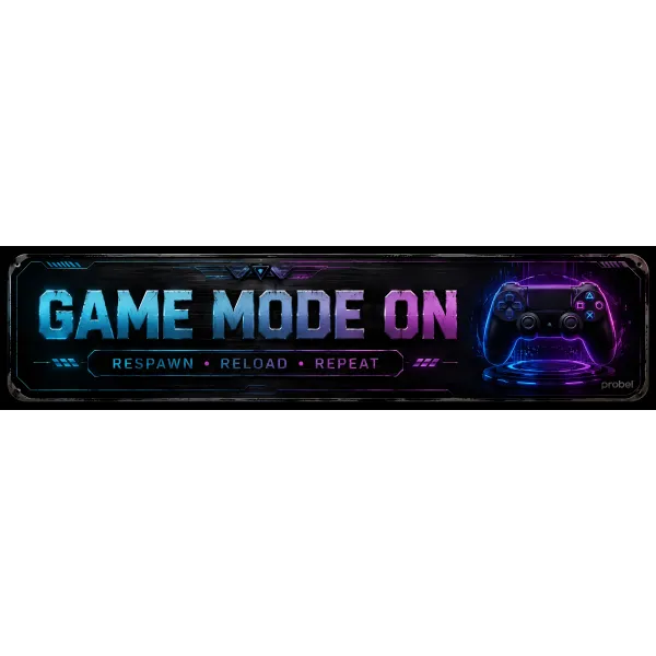 Жестяной знак "Game Mode On (ENG)", 10×40 cm