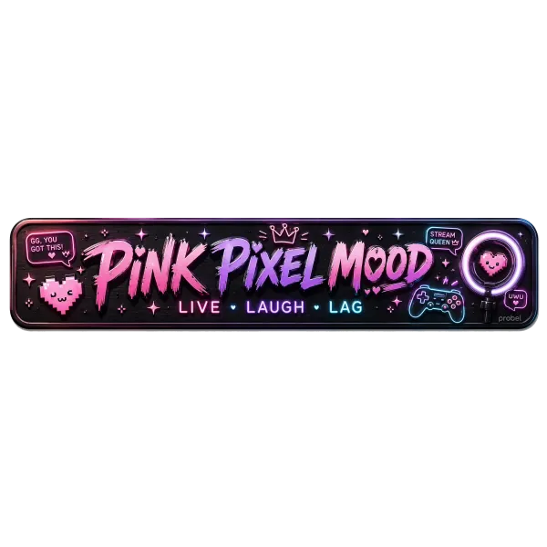 Metallschild "Pink Pixel Mood (ENG)", 10×40 cm